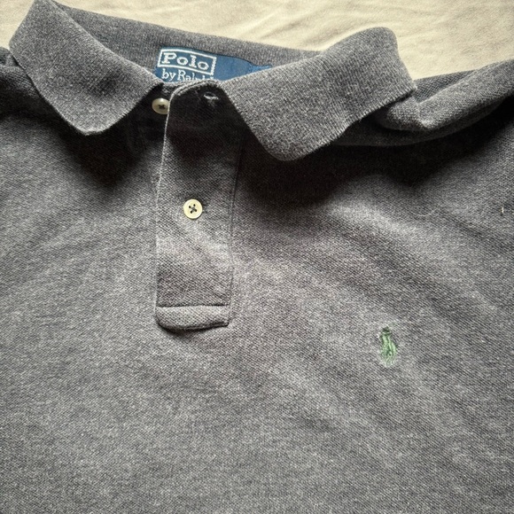 Vintage Y2K Polo by Ralph Lauren Gray Polo Shirt Men’s Size Large Green Logo - Picture 2 of 5